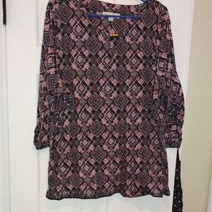Women's Black and Pink Geometric Tunic